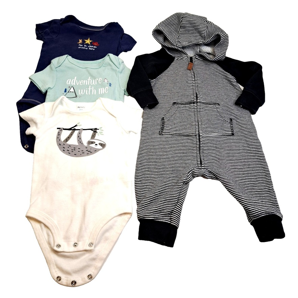 Lot of Baby Boy Clothing 3-6 Month Bodysuits Carter's Just One Year Cloud Island